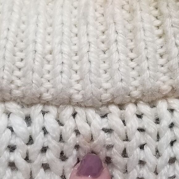 Vntg Gitano Wmns Sz S Oversized Sweater Ivory White Red Snowflake Fair Isle Flaw - Picture 10 of 14